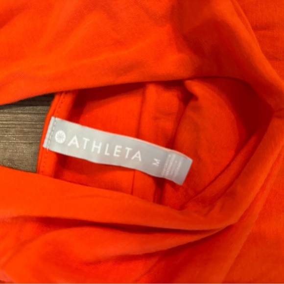 Athleta Bright Orange V-Neck Casual Midi Dress NWT Size Medium - Picture 7 of 7